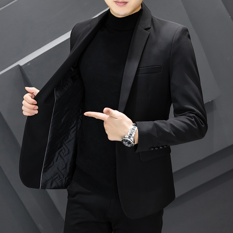 Cotton-Padded and Thickened Single-Button Men's Suit Casual Blazer Men's Korean Style Trendy Men's Suit Elegant and Handsome Suit