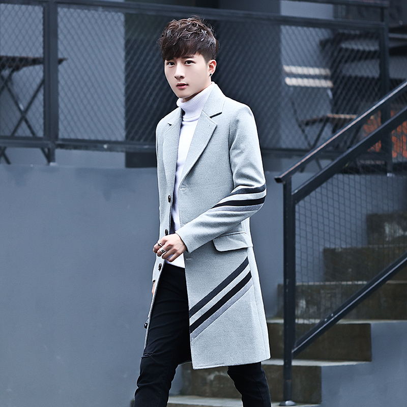 dài vừa hợp thời trang tóc Hàn Quốc phiên bản đẹp trai thân áo nam áo gió nam giới so với đầu gối đó là một chiếc áo khoác trẻ mùa thu / mùa đông
