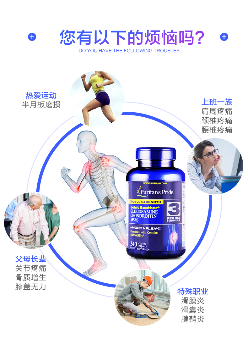 普丽普莱 双倍氨糖软骨素片 240片 缓解关节疼痛 图3