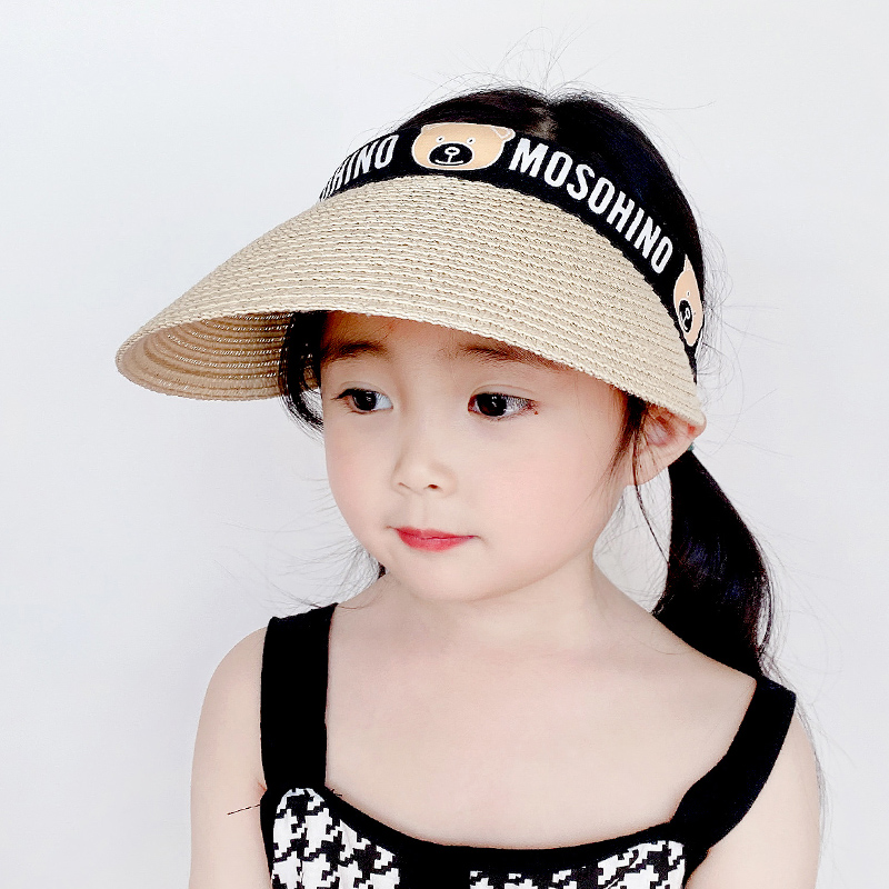 Summer children sun visor sunscreen sunscreen sunscreen male and female child top straw hat without top beach hat out for a parent-child great hat