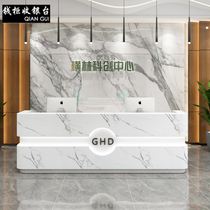 Simple modern beauty salon Bar company hotel cashier Light luxury imitation marble front desk Hair salon reception desk