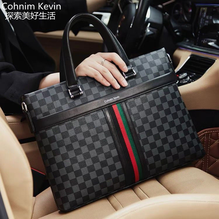 High-end men's handbag luxury brand leather business trip large-capacity bag one-shoulder diagonal briefcase men