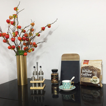 Modern template room kitchen fitted cabinet decoration light luxury exhibition room soft coffee props simulation flower decoration