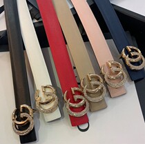 Model room Clotherroom belt with soft decorative parts double G lady bright drill big belt belt