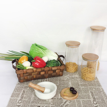 Modern model room kitchen cabinet props wine simulation bread soft decoration props display decoration combination