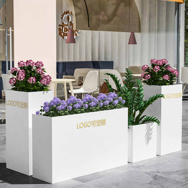 Outdoor wrought iron flower bed sales department commercial street rectangular partition flower trough combination store leisure bar fence flower box