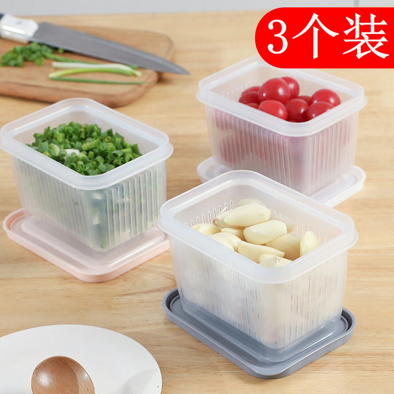 Fridge Sealed Box Plastic Shallot Crisps Fresh box Ginger Slices Garlic Fridge Special Fruit Containing Box Kitchen Drain Box