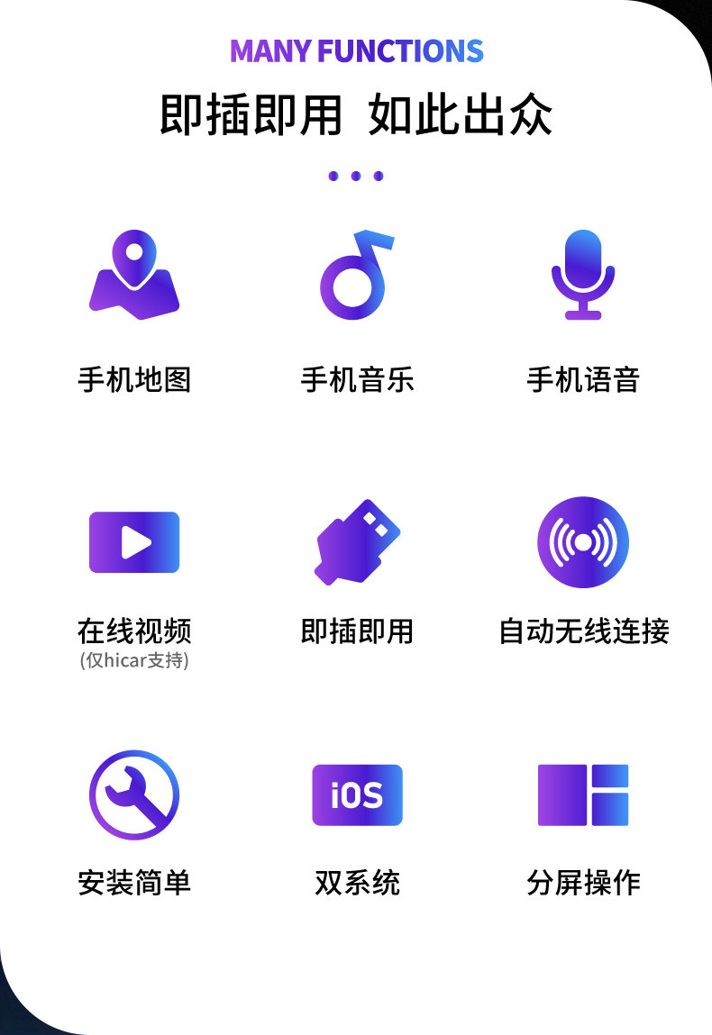 Cross-Border Wireless carplay box Android navigation HiCar mobile phone connected car Machine video screen USB car