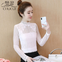 Spring and autumn womens clothing 2022 New wave of foreign air Nitch a hollowed-out blouse beauty and body lace undershirt female fashion wear hitch
