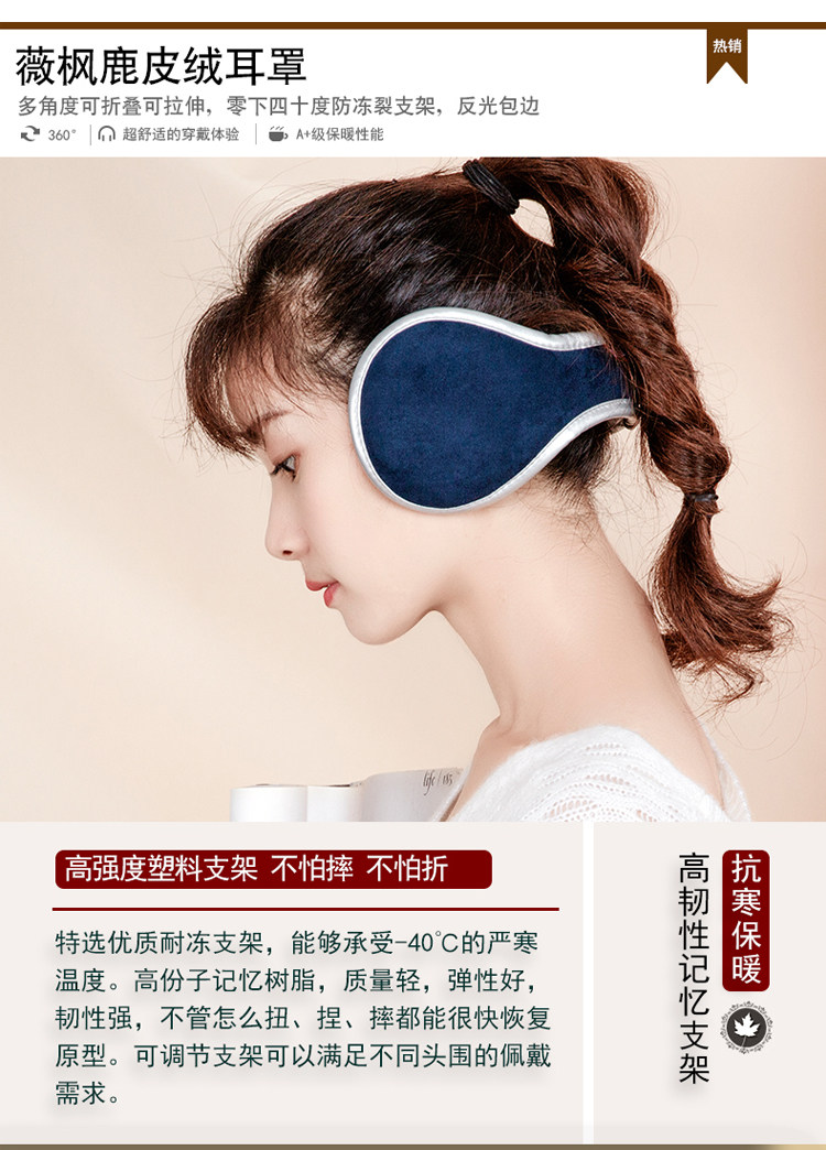 鹿皮绒耳罩女保暖耳套男柔软折叠耳包女耳暖护韩版护耳朵套耳捂子 价格 图片 优惠券 省的多