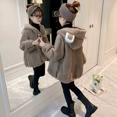 Korean girls ' coat winter new western style Korean version of the big children's lamb velvet children's plus velvet thickened autumn and winter girls