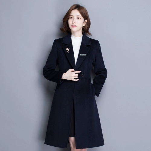 Шерстяное пальто, длинный модный комбинезон, в корейском стиле, средней длины, городской стиль, яркий броский стиль, по фигуре