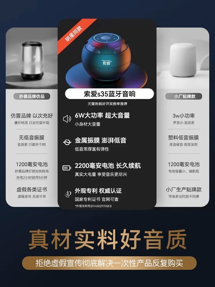Sony Ericsson S35 Bluetooth Speaker Mini Speaker 2025 New Model High-Quality Home Wireless Portable Subwoofer