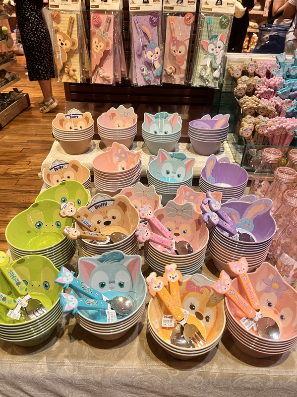Hong Kong Disneyland Linabell Cookie Duffy Children's Plastic Cartoon Eating Bowl Spoon Fork Cute