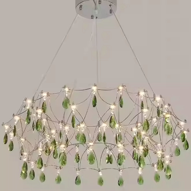 Crystal Chandelier for Living Room and Hall, Italian-Style Light Luxury High-End Design, Trendy Light Cube, Starry Sky, Firefly New Model
