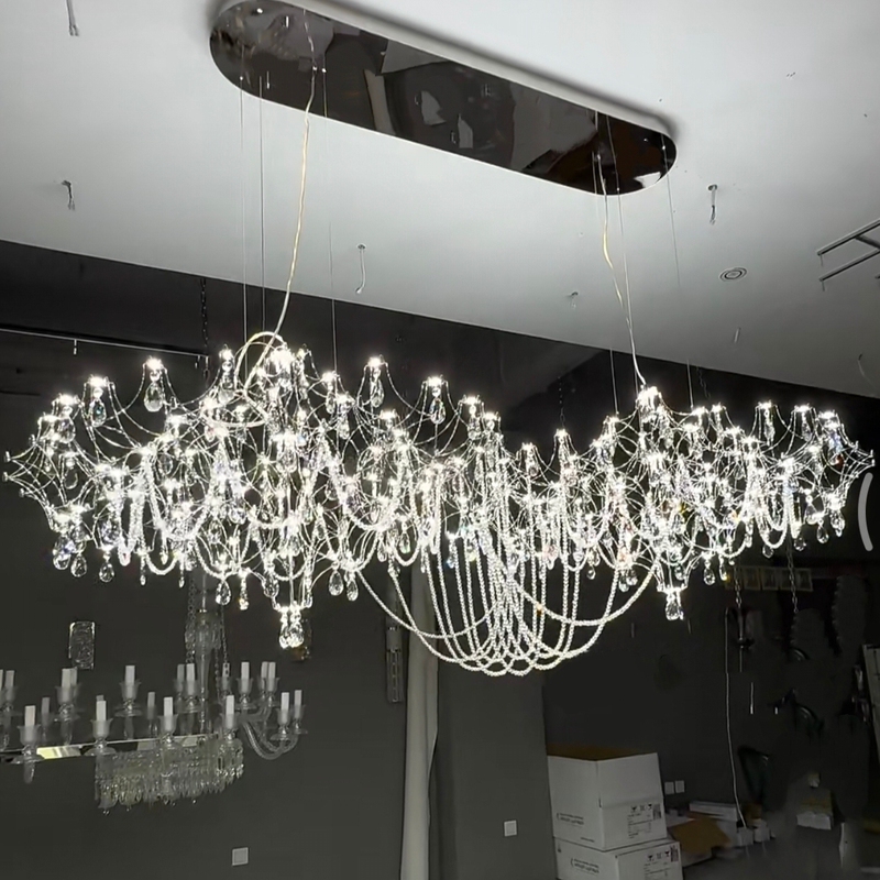 Villa Duplex Restaurant Chandelier, High-End Firefly Starry Sky Showroom Crystal Chandelier, High-Ceiling Front Desk Bar Chandelier