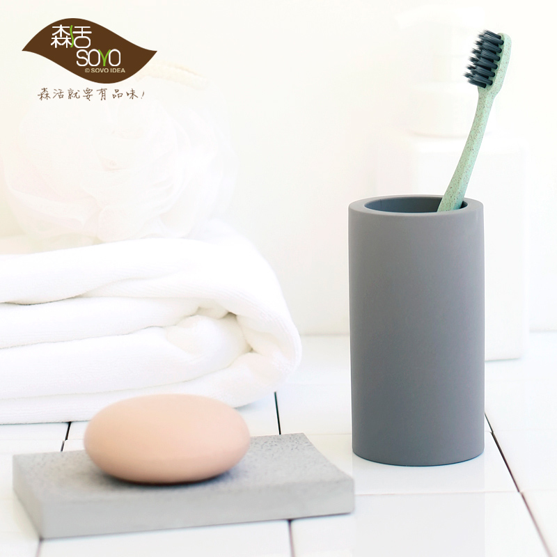 Sen Live Sovo Kieselguhr Water Suction Toothbrush Cup Shelve Home Wash Terrace Toothbrush Rack Bath supplies suit