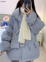 反季2023年新款韩版牛角扣羽绒棉衣女短款立领面包服冬季棉服外套