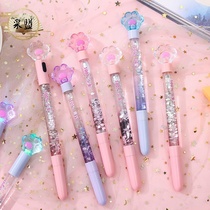 Super cute ins little fairy Net red sand Pen shake sound stationery luminous gel pen black refill girl heart cute