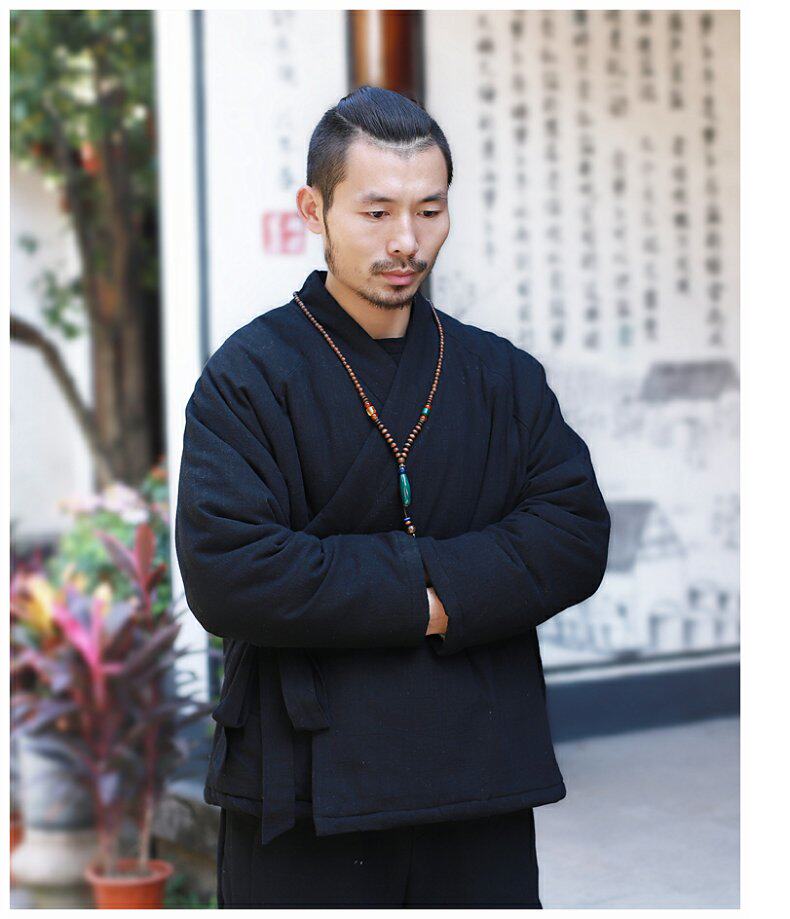 китайский костюм 中国风男装冬季汉服棉衣男士唐装棉袄古风中式棉服加厚棉麻茶禅服