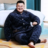 Мужская коралловая бархатная стеганая удерживающая тепло флисовая пижама, большой размер, увеличенная толщина