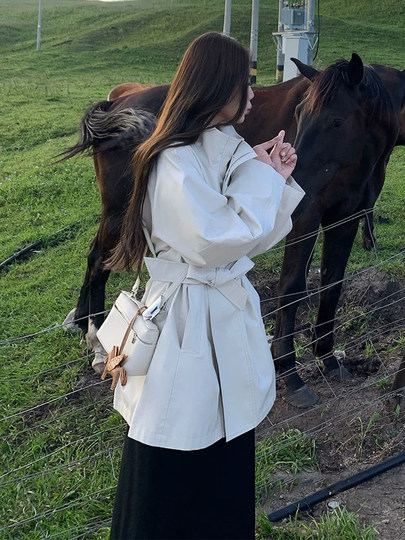 Herbst und Winter, wunderschöner, hochwertiger, einzigartiger, superschöner, kleiner, duftender und frecher Mantel im koreanischen Stil, kurze Windjacke für kleine Leute