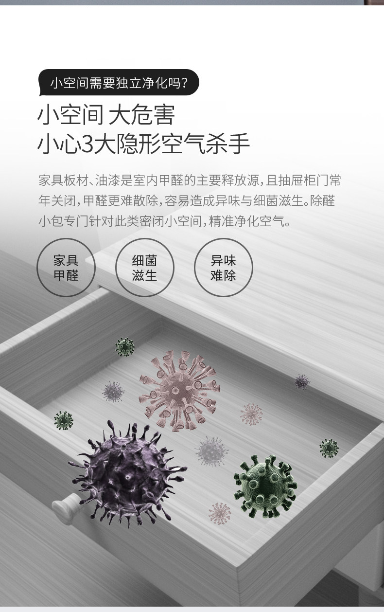 地球村 二氧化氯除醛包 24小时除醛率98.4% 10包/100g 图2