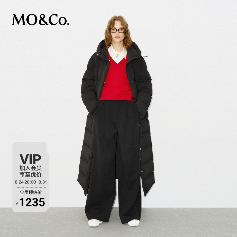 【C+ Series】【Moco Outlet】Down Jacket with 90% Duck Down, High Collar, Hooded, Double Placket, Waist-Cinching, Warm Core 【C+ Series】【Moco Outlet】Down Jacket with 90% Duck Down, High Collar, Hooded, Double Placket, Waist-Cinching, Warm Core