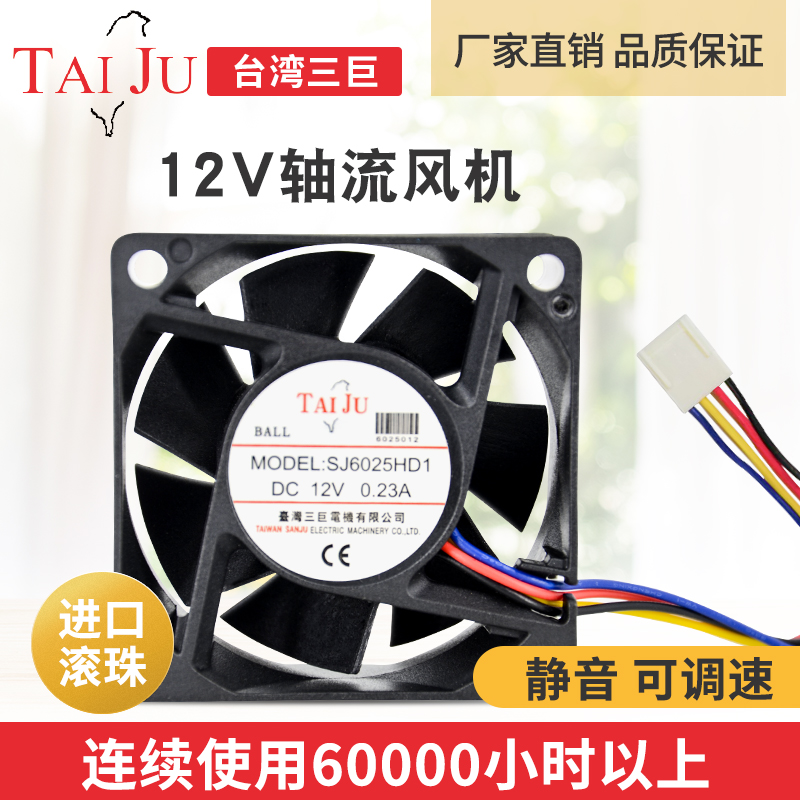 Taiju Taiwan Three Giant Axial Flow Fan 12V24V Chassis Desktop Computer Power CPU Cooling Fan