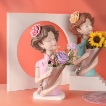 Creative flower girl porch Vase ornaments living room flower arrangement room coffee table TV cabinet decorations birthday gift