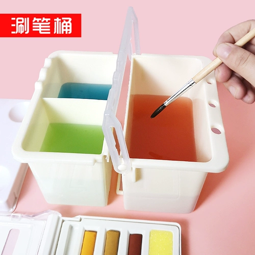 Универсальный держатель для ручек, художественный стаканчик для мытья кистей, ведро, акварель, пигментированная портативная маленькая художественная гуашь для школьников, 2 в 1, увеличенная толщина