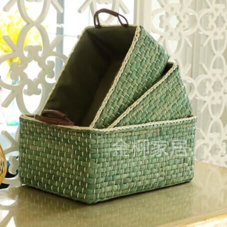 Receive a case bin grass Rattan Cosmetics Storage Boxes