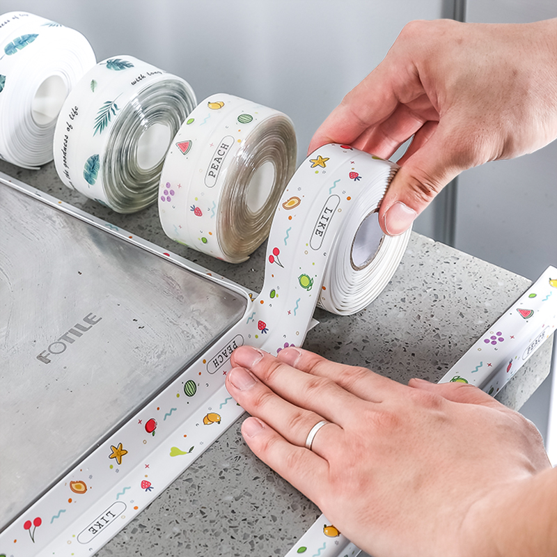 Kitchen sink waterproof strip bathroom beauty seam paste makeup room waterproof countertop wall corner crevice wash basin water strip