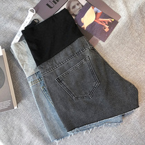 Pregnant women denim shorts Black gray spring summer fashion thin tide mother wear burrs loose wide leg pants summer clothes