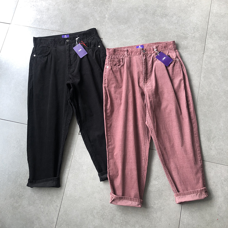 Veteran Day Gifted with Purple Mark Edition Autumn Winter Men's Washed Pure Cotton Slim Light Core Suede Narrow Footed Radish Pants