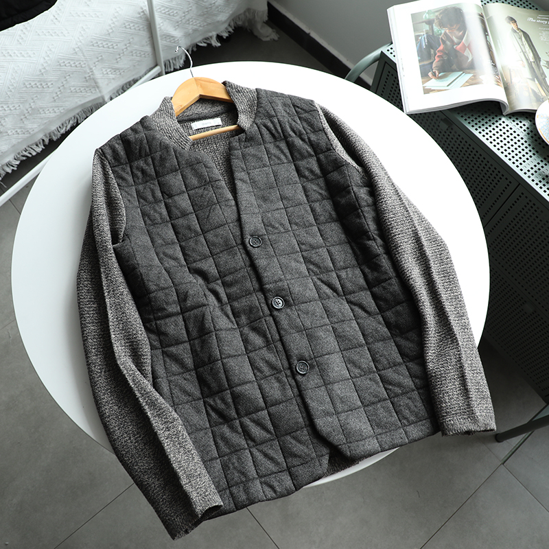 South Korean single lap Good Things Autumn Winter Men's commute 100 Lap -up Collar Body Splicing Jacket Jacket