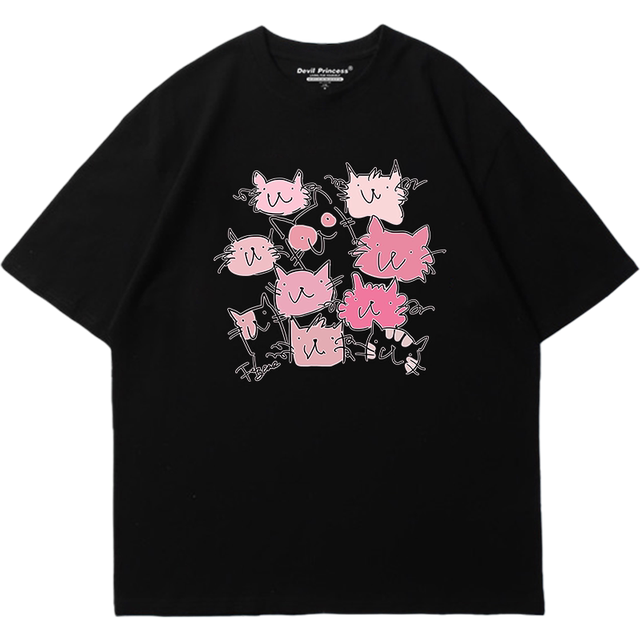 Vibe ວ່າງ hot girl right shoulder short sleeve t