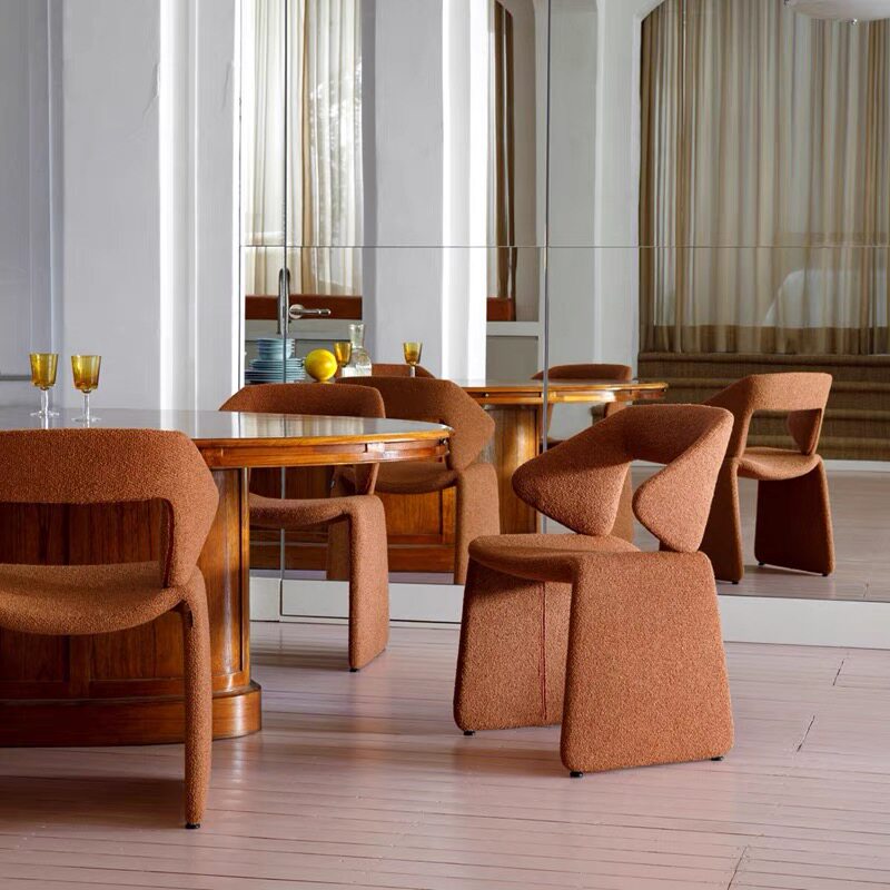 Italian light luxury simple modern home dining chair creative net red orange art design back chair single sofa chair
