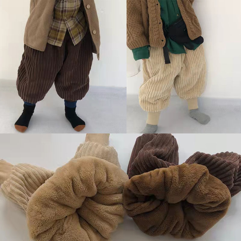 Girl plus thicker pants, wearing children's cotton boy a pair of winter baby warm cork pants