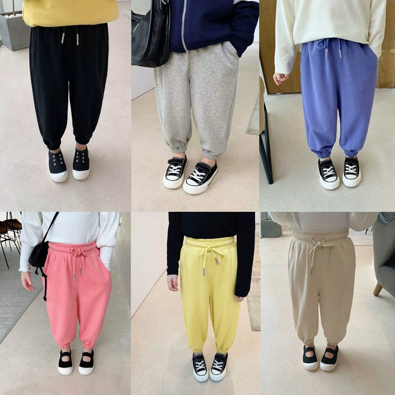 Girls casual pants spring and autumn outer wear 2022 new children's clothing trousers children's Western style sweatpants baby lantern loose