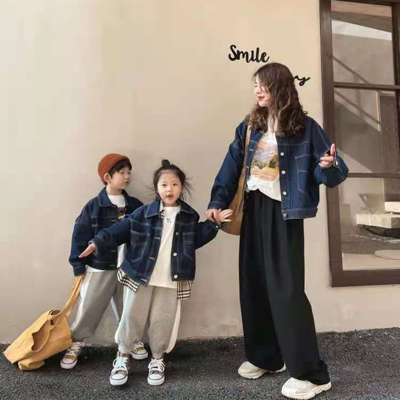 Spring parent-child wear 2022 new trendy mother-daughter mother-child denim jacket boys casual tops female baby jackets Western style