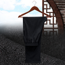 Elderly cotton pants mens velvet thickened elastic belt grandpa autumn and winter loose trousers 6080-year-old Chinese pants