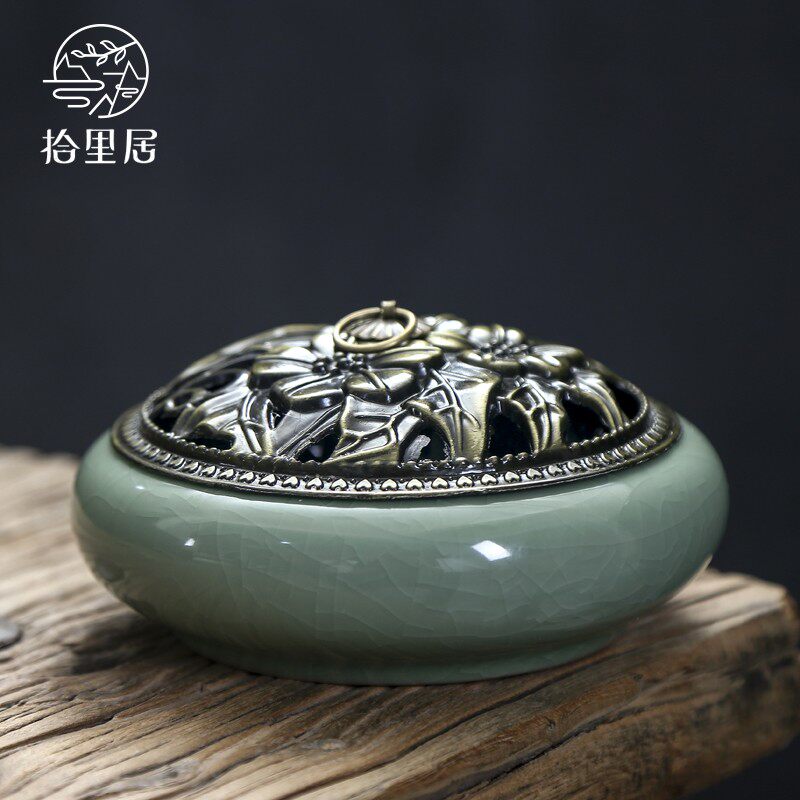 Shiliju incense burner household indoor large mosquito incense burner sandalwood mosquito repellent incense burner for Buddha ornaments tea ceremony accessories