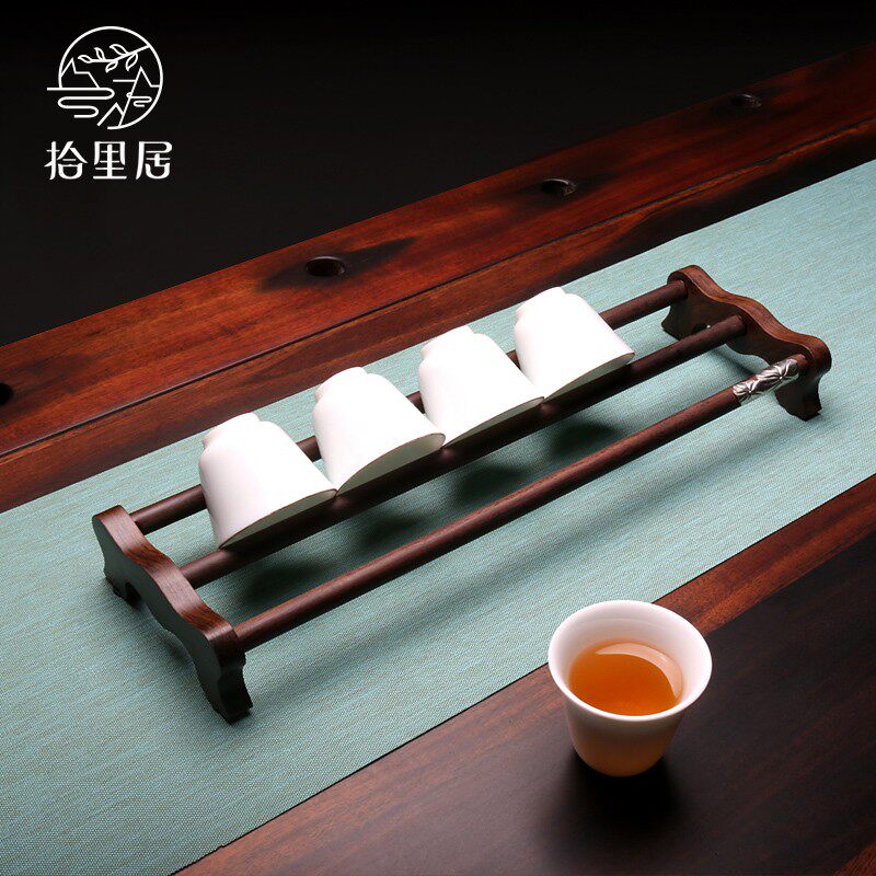 Shiliju ebony wood stand rosewood kung fu tea set accessories storage shelf cool cup shelf drain tea cup holder
