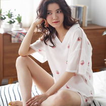 Big Code Pure Cotton Pyjamas Woman Spring Summer Style Short Sleeve Shorts Fashion Cute Sweet And Thin BREATHABLE HOME SUIT WOMAN