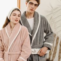 Nightgown female autumn and winter flannel pajamas warm and thick extended bathrobe couple coral velvet warm home wear