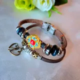 Модный браслет, красный этнический декор, этнический стиль