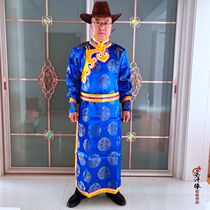Mongolian mens clothing Mongolian robe wedding etiquette Tourism photo show long Mongolian robe