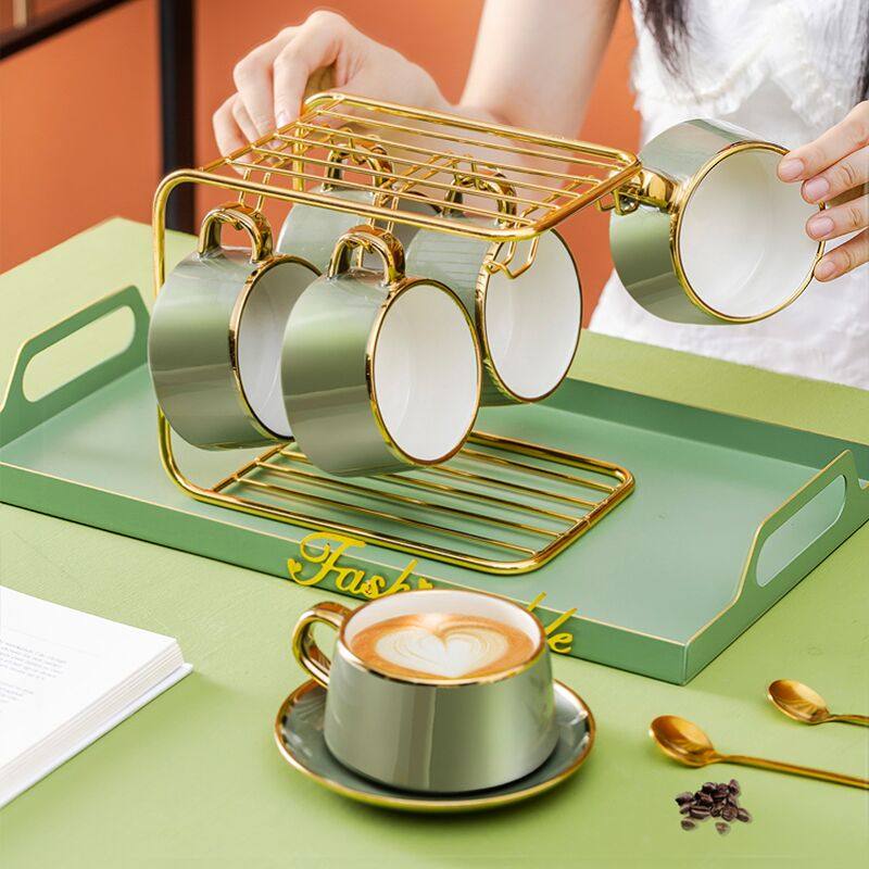 European-style small luxury coffee cup and saucer set British afternoon tea tea set light luxury household high-end exquisite flower tea cup