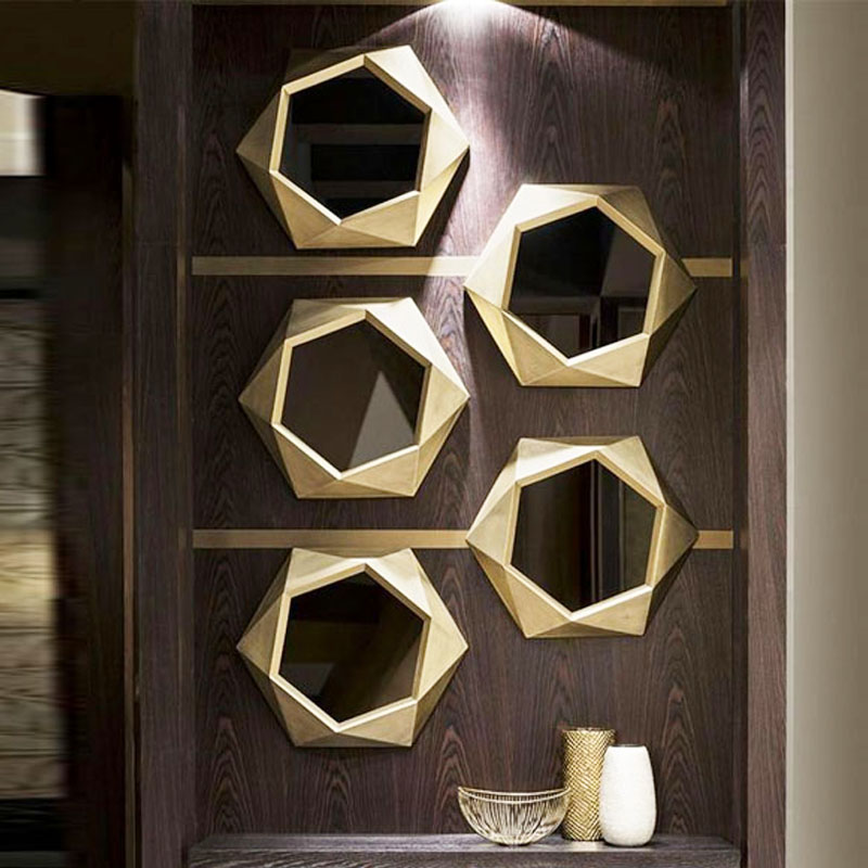 Crown Tripod Combined Mirror-Like Room Wall Decoration Living Room Decoration Mirror Door Hall Wall-mounted Mirror Eurostyle Genguan Mirror Sofa Background Wall